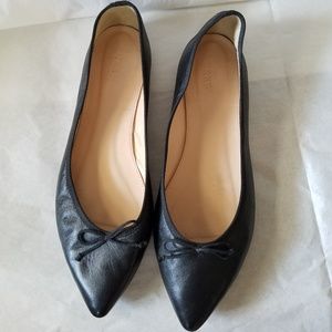 JCREW Black Leather Pointed Flats